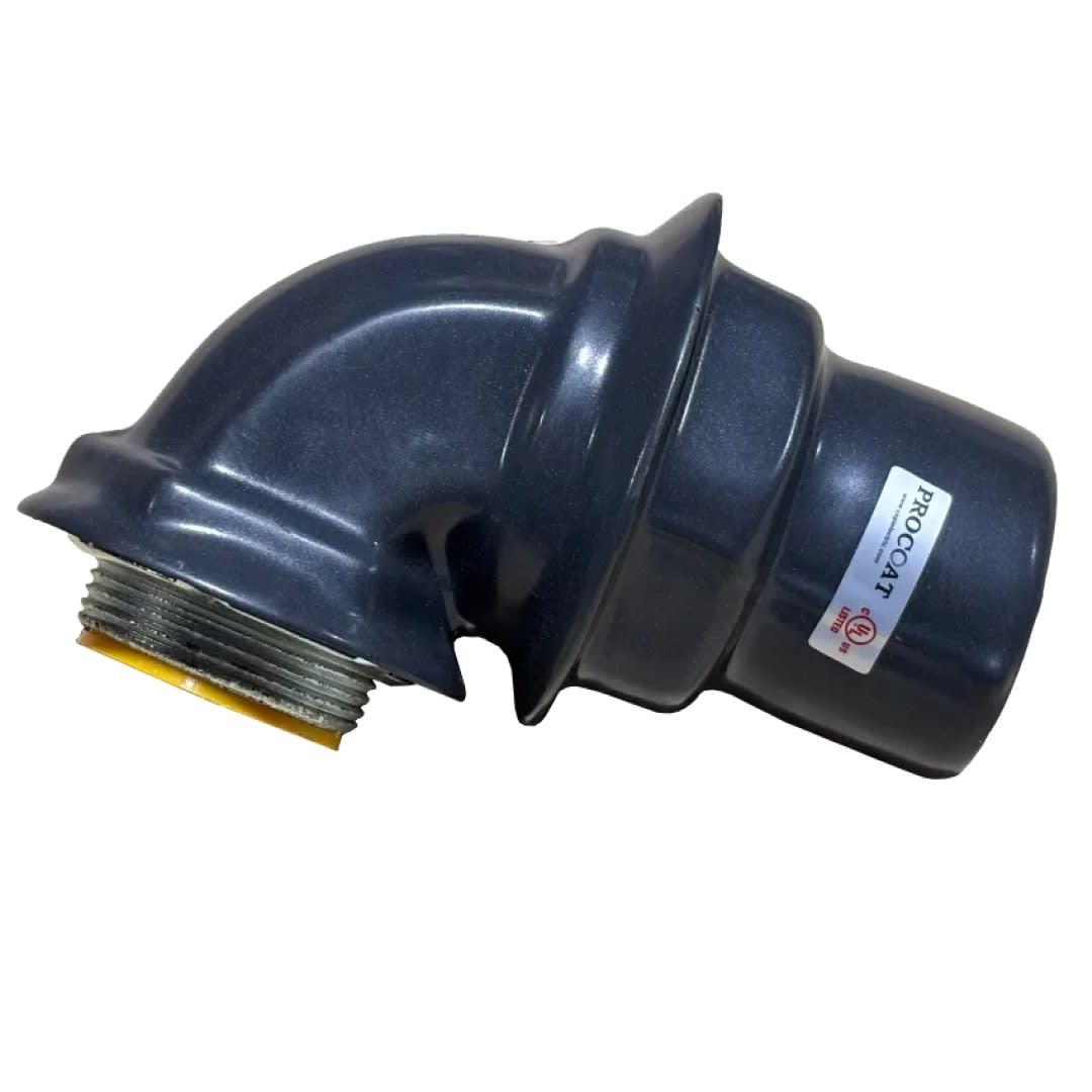 CONECTOR CURVO A 90° LIQUIDTIGHT DE HIERRO 3/4" NPT REVESTIDO EN PVC, CERTIFICACIÓN UL PROCOAT
